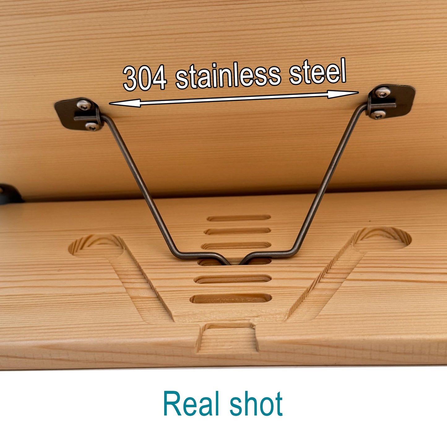 WUSUBUFU Book Stand, Cookbook Stand, (Solid Wood Construction with Anti-Cracking Design, Stainless Steel Hardware)