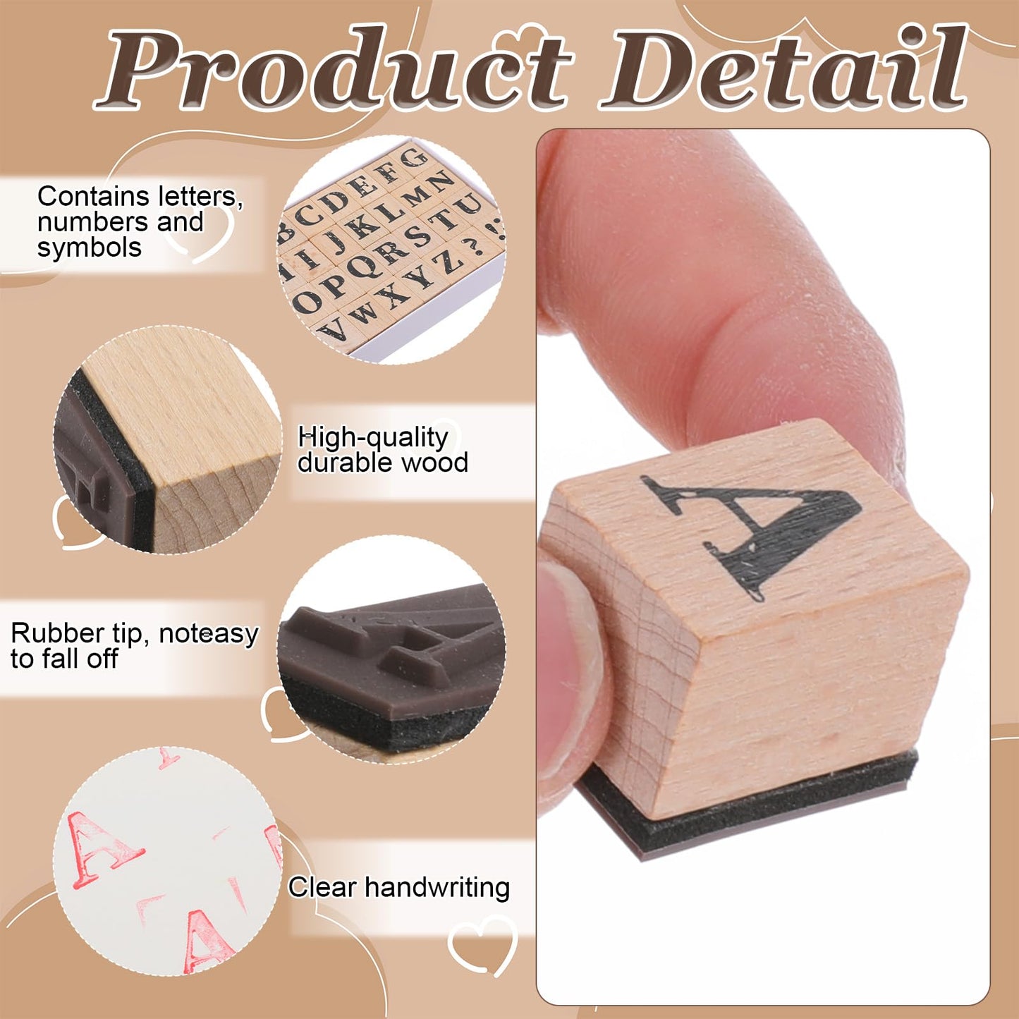 Simarro Wood Alphabet Stamp Set, 66 Pcs Wooden Rubber Stamps with Uppercase and Lowercase Letters Numbers and Symbols for DIY Projects Arts and Crafts Scrapbooking Classroom Games