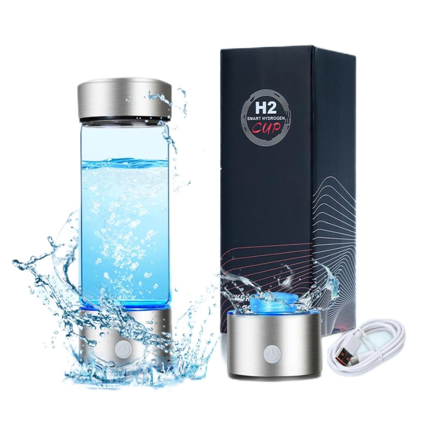 Vbvbip Upgrade Hydrogen Water Bottle Generator - Advanced SPE/PEM Technology, 1600 ppb Hydrogen in 3 Minutes, 14OZ Large Capacity, Stylish Design, Health Gift for Family & Friends