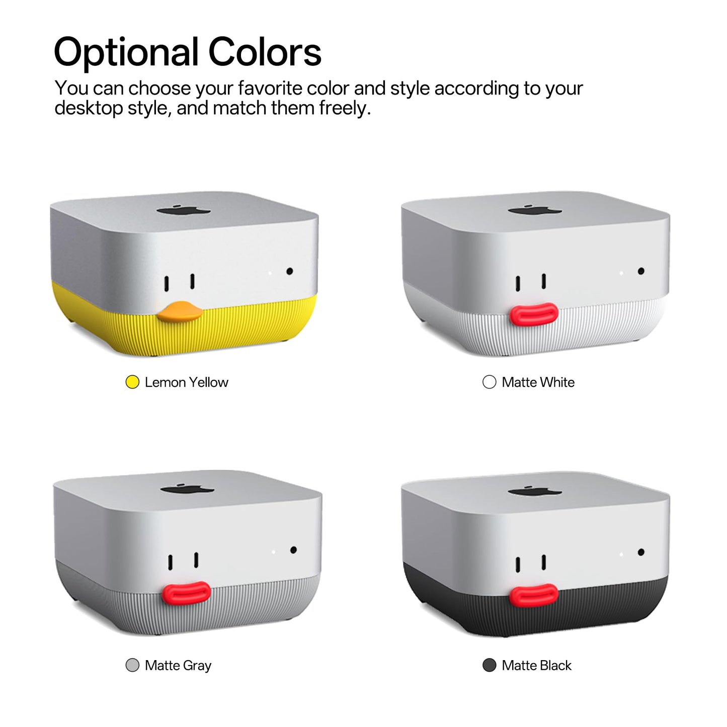 Lonelyfox Mac mini M4 & M4 Pro Dock Stand – Front Power Button Access, Cooling ABS Stand, Anti-Dust & Anti-Slip Design for Airflow & Desk Organization – Essential Mac mini M4 Accessories (Yellow)