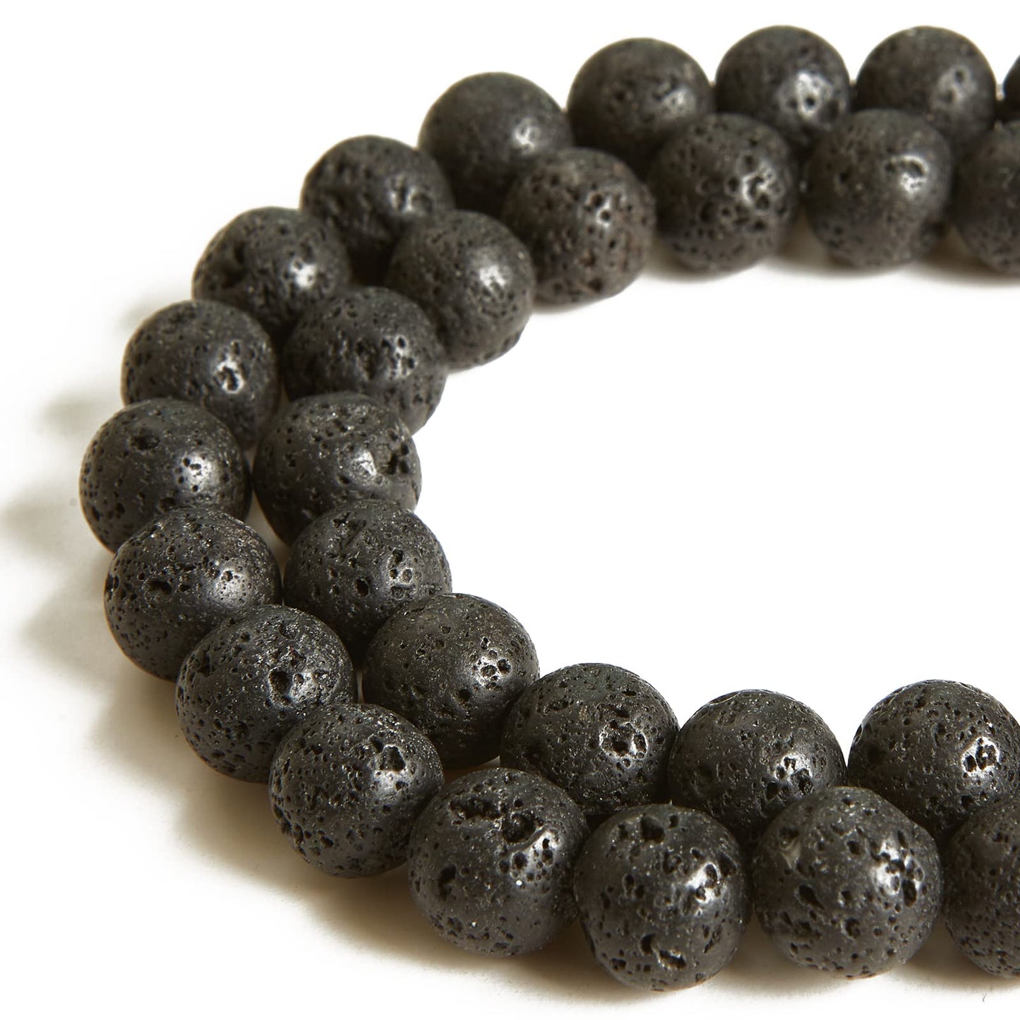 100pcs 8mm Black Lava Beads Natural Gemstone Beads Round Loose Beads for Jewelry Making