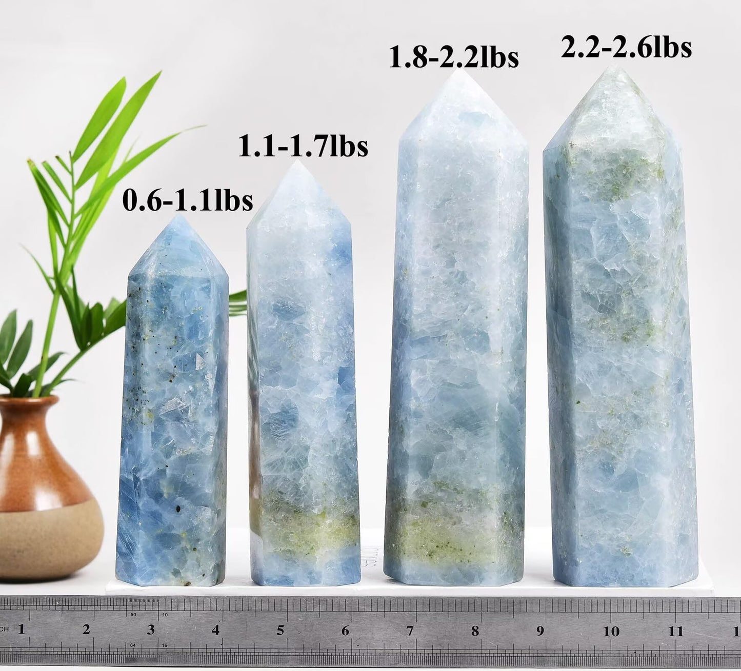 Blue Celestite Stone Tower Obelisk Healing Crystal Wand Large Reiki Meditation Stone Gifts 1.1-1.7 LBS