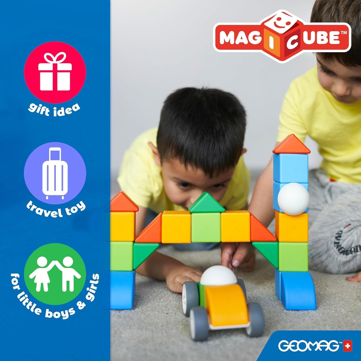 Geomag Magicube Magnetic Blocks for Toddlers Ages 1–5 | Swiss-Made STEM Building Toy Sets | Multiple (MAGICUBE_24PCS_Montessori)