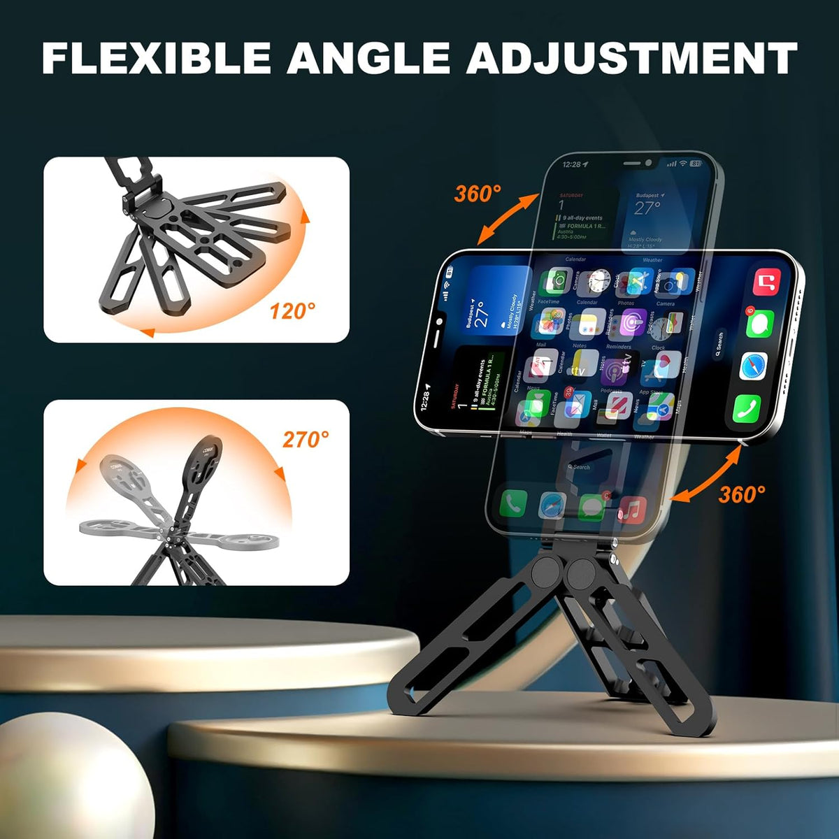 COMAN DP55 Magnetic Phone Tripod for iphone, Foldable Magnetic Mini Tripod Pocket Cell Phone Stand with Arca-Swiss, 1/4'' Screw Hole, Cold Shoe Mount, Compatible with Magsafe for iPhone 16/15/14/13/12
