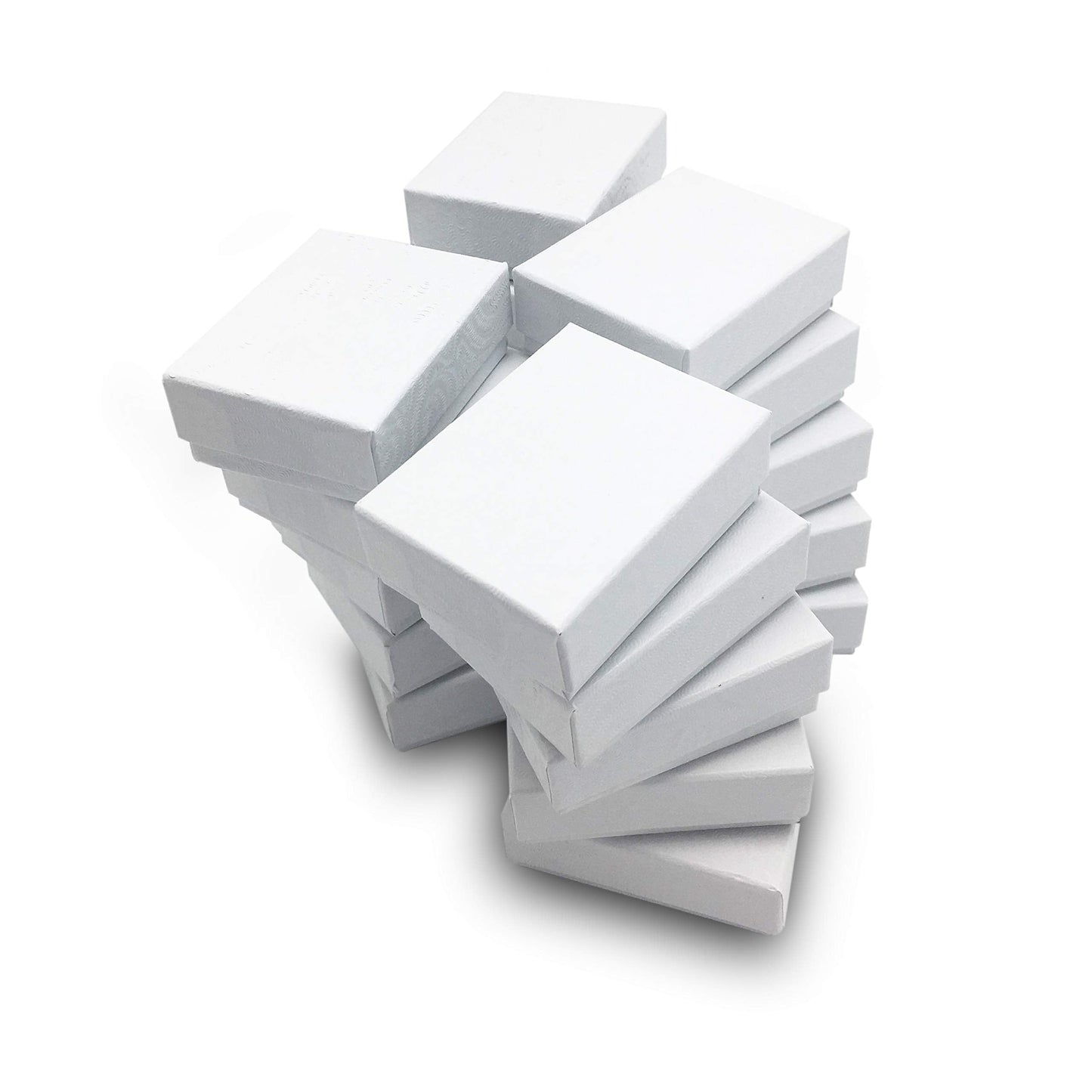 TheDisplayGuys - 25-Pack #11 Cotton Filled Cardboard Paper Jewelry Boxes Gift Case - White Swirl (2.1" x 1.8" x 0.8") - for Shipping or Storage