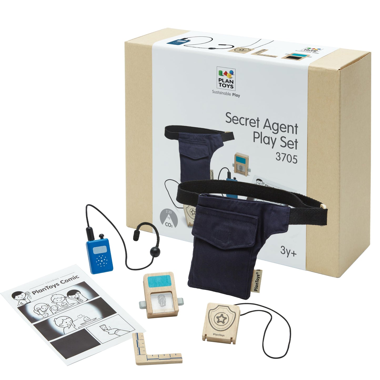PlanToys® Wooden Pretend Play Secret Agent Kit for Kids | Montessori Spy Role Play Toy | Eco-Friendly Educational Toy for Imaginative Learning