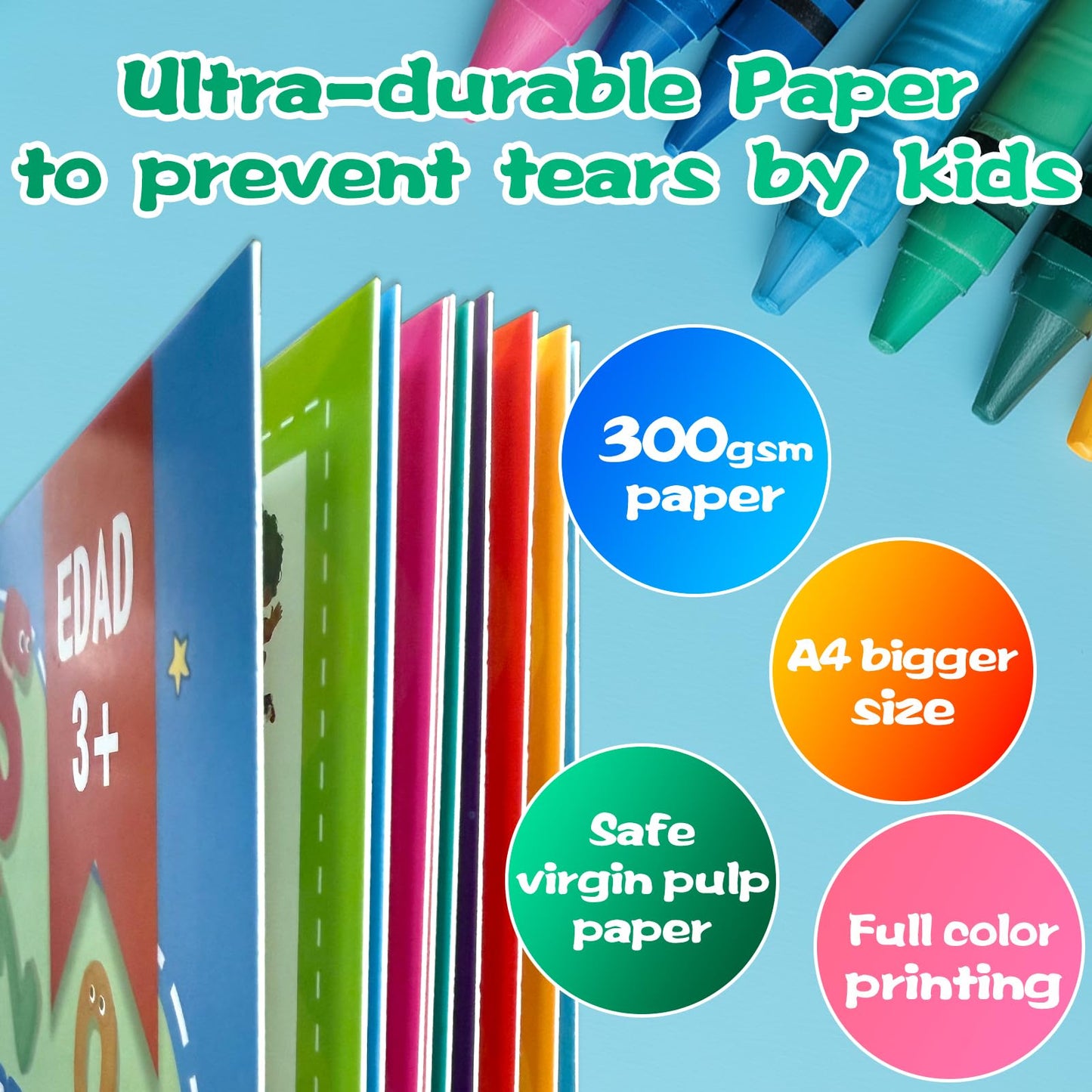 KILOGOGRAPH Magic Grooved Writing Practice for Kids - A4 Big Size Spanish Pre K Tracing Practice Book, Reusable Preschool Handwriting Workbooks Without Tears, 4-Theme Copybooks Pen (Spanish, Big)