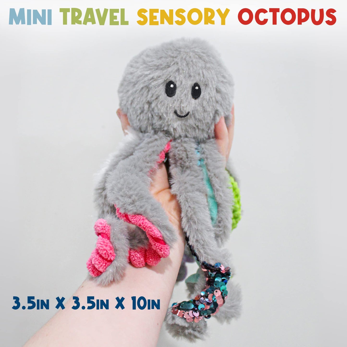 MEAVIA Mini Sensory Octopus Plush Toy, Travel-Size Fidget Plush for Special Needs and Sensory Fun