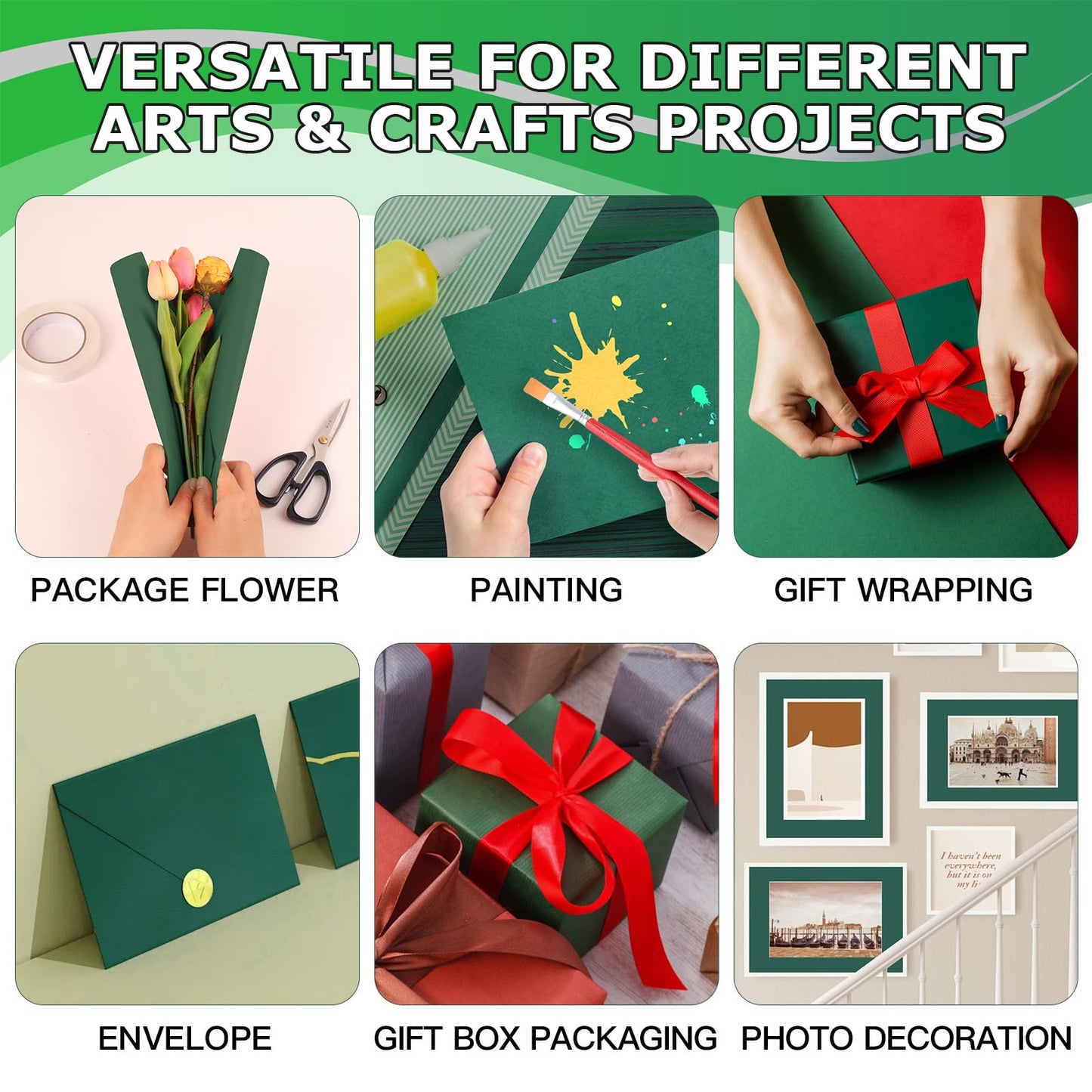 Vanhench 15"x 1200"(100') Green Wrapping Paper Roll, Solid Color Art Kraft Craft Paper for Christmas, Wedding, Birthday Gifts Wrapping, Poster Bulletin Board, Moving & Shipping