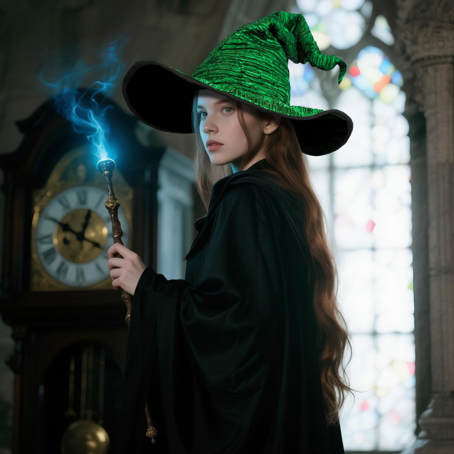 Wizard Hat for Adult Halloween Costume Witch Hat Cosplay Accessory Can Be DIY Your Own Styling (Style-B green)