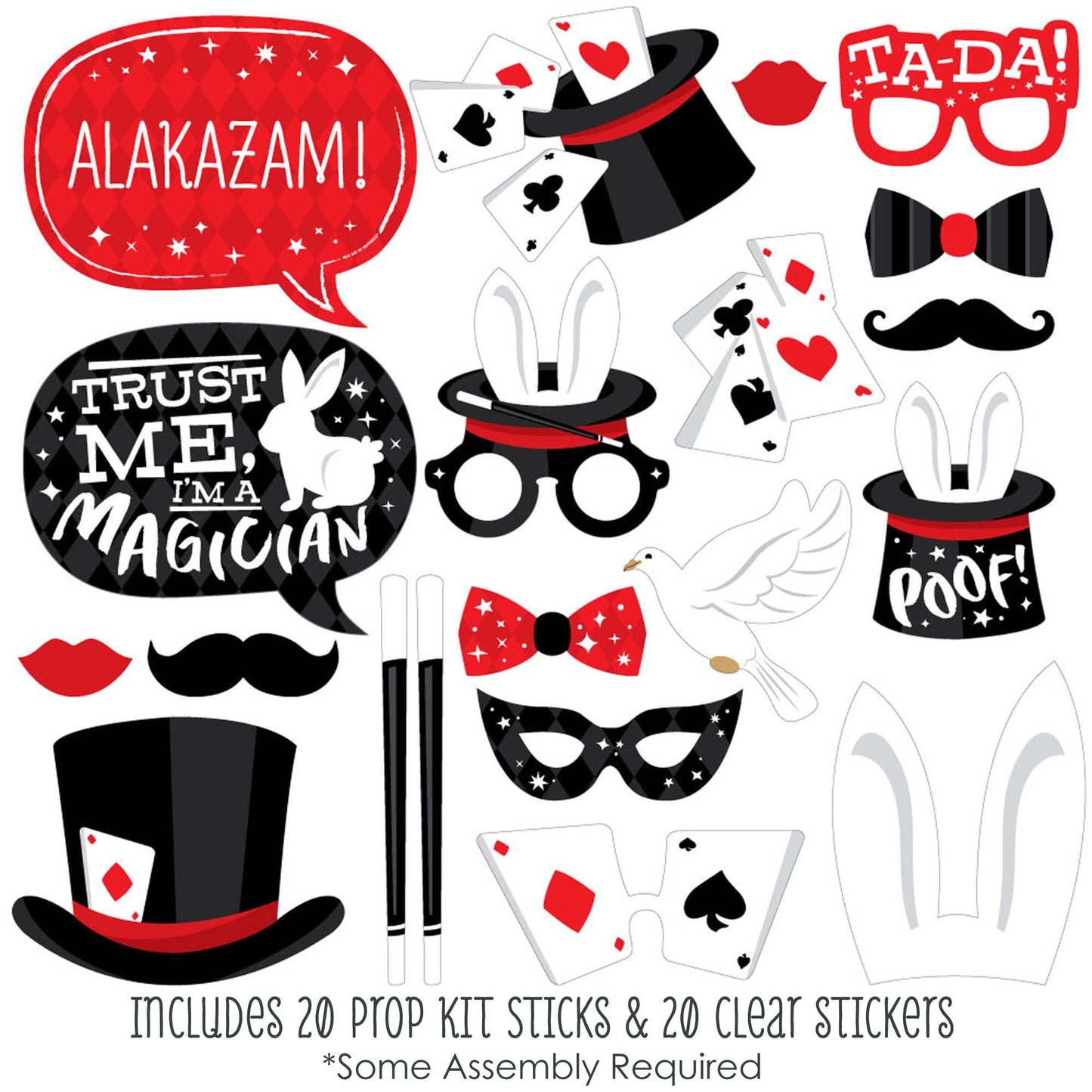 Big Dot of Happiness Ta-Da, Magic Show - Magical Birthday Party Photo Booth Props Kit - 20 Count