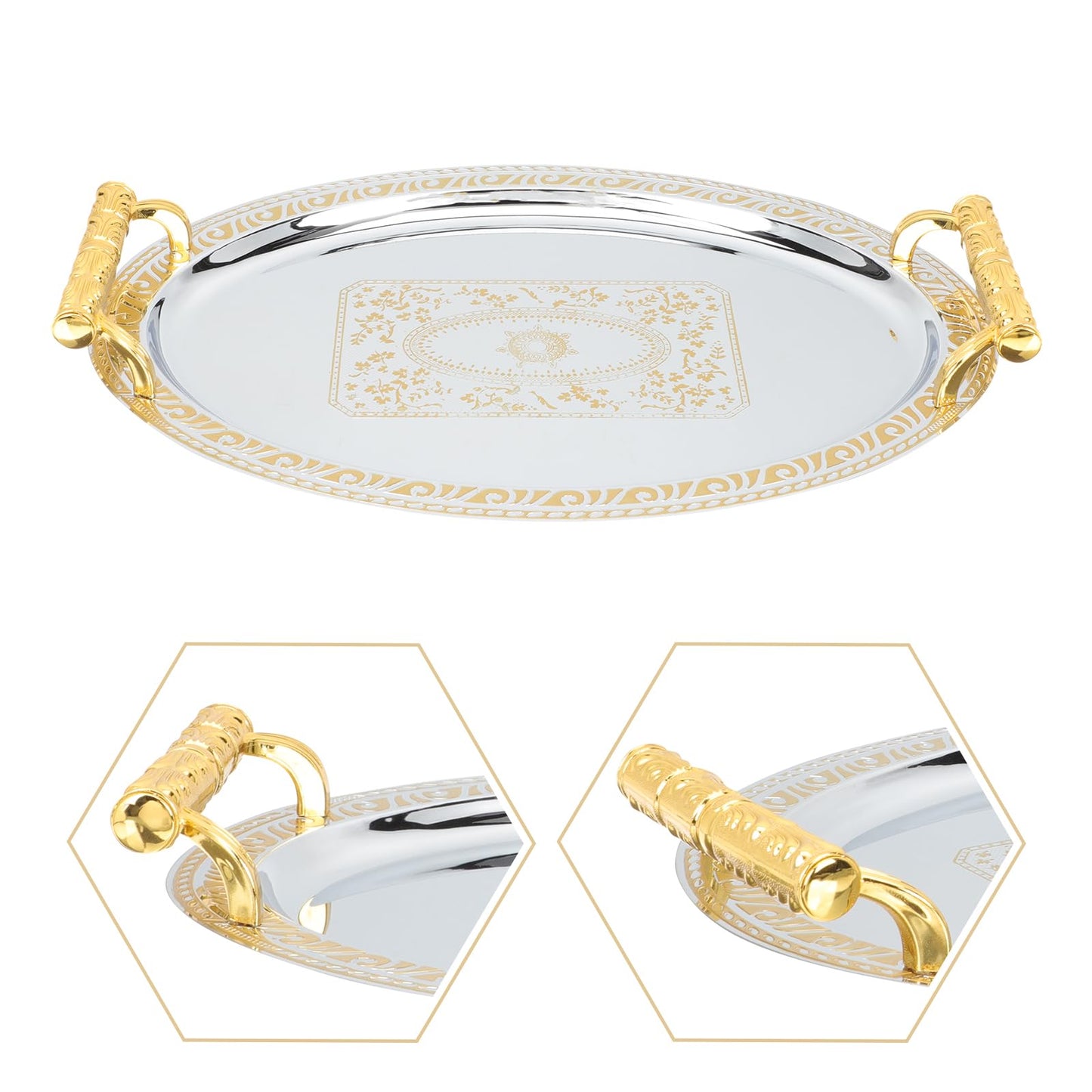 Serving Tray with Golden Handles Modern Elegant Platter Tea Tray for Coffee Table Living Room Bedroom for Food Drinks Storage and Display