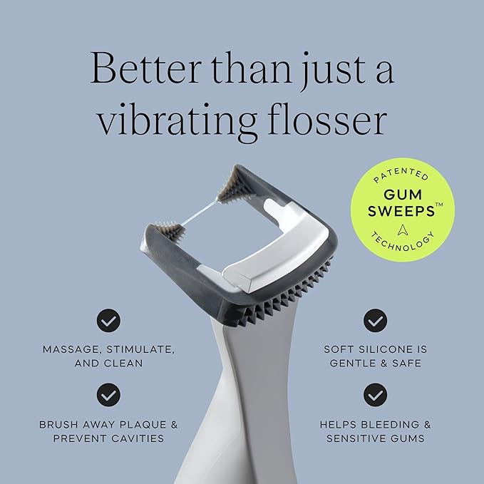 Slate Electric Flosser - Orthodontic Set | 3-in-1 Dentist-Invented with Reusable Floss Heads, Gum Brushes & Tongue Scraper | More Effective Than String or Water Floss