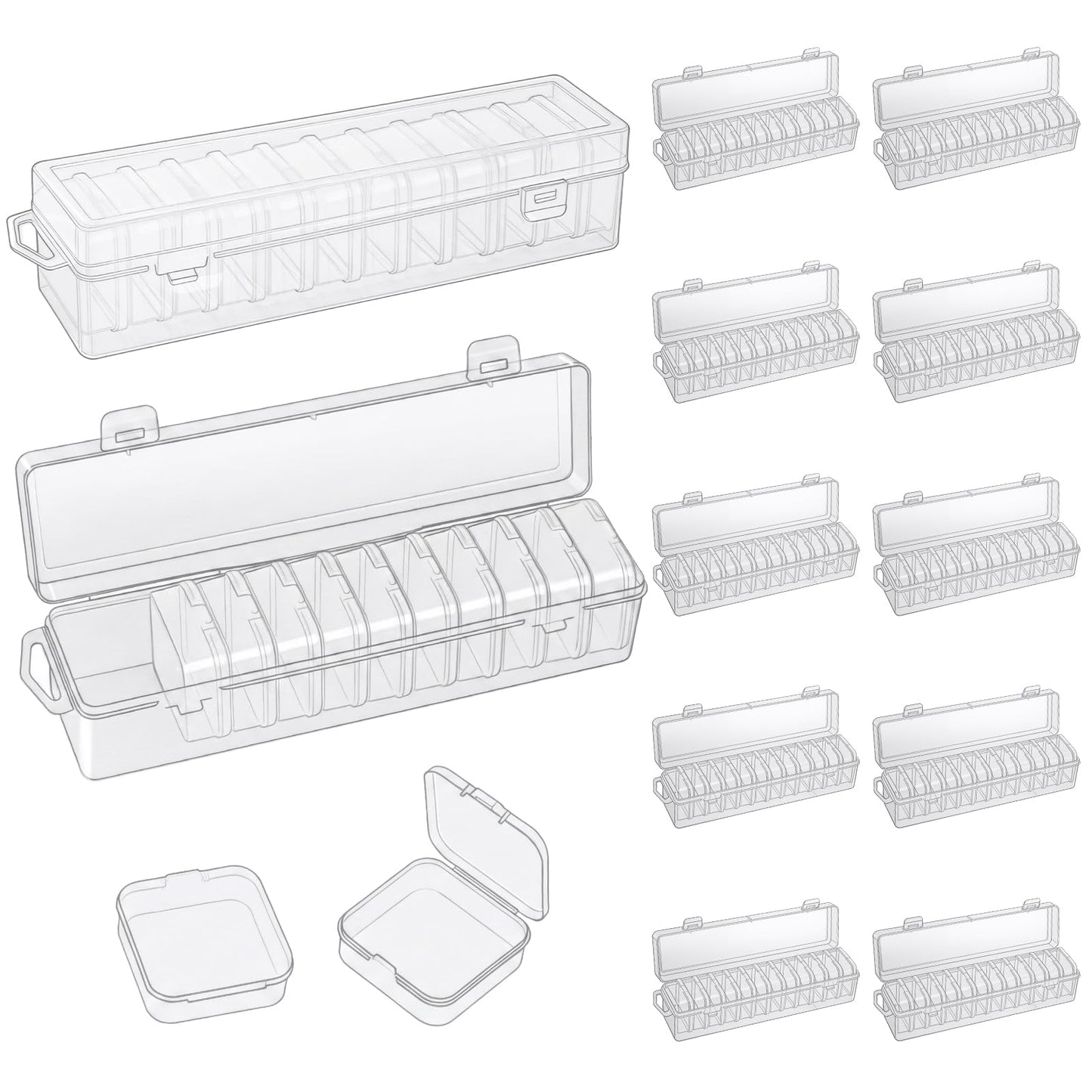 130 Pack Transparent Bead Organizers and Storage - Portable Bead Organizer, 10 Large Boxes and 120 Small Boxes for Bracelet Making DIY, Jewelry, Small Parts