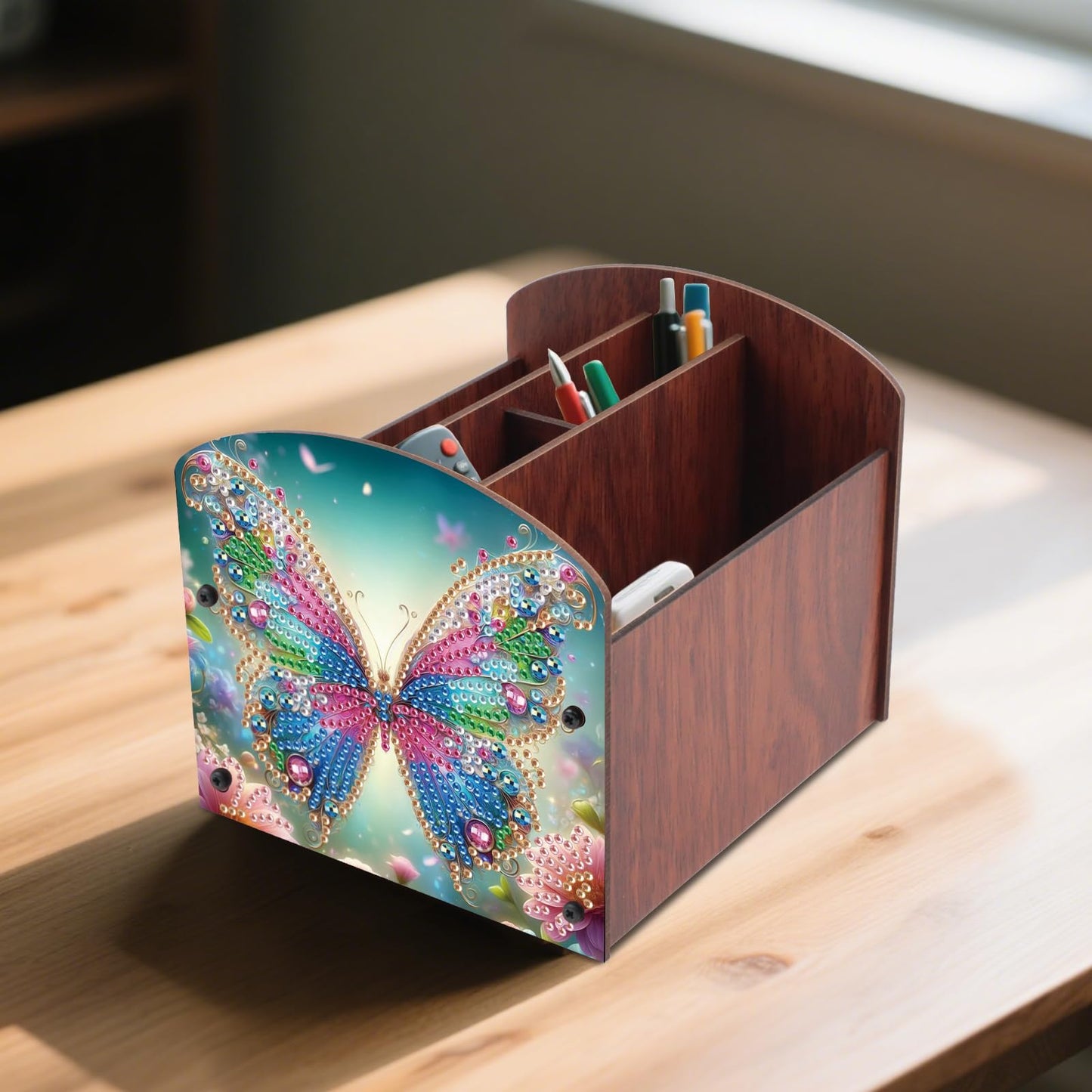 Tontut Diamond Painting Kit Storage Box, Beautiful Butterfly 5D DIY Open Multi-Compartment Organiser Box, for Storing Desktop Items, Handmade Creative Gift