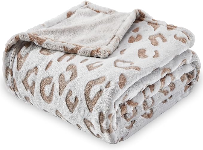 SOCHOW Flannel Fleece Cheetah Print Throw Blanket for Women, Lightweight Super Soft Cozy Plush Blanket, 50 x 60 Inches Brown Leopard