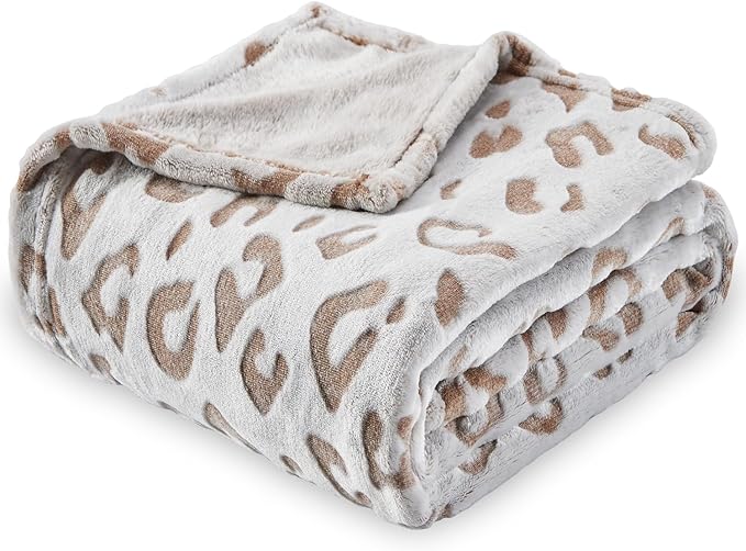 SOCHOW Flannel Fleece Cheetah Print Throw Blanket for Women, Lightweight Super Soft Cozy Plush Blanket, 60 x 80 Inches Brown Leopard