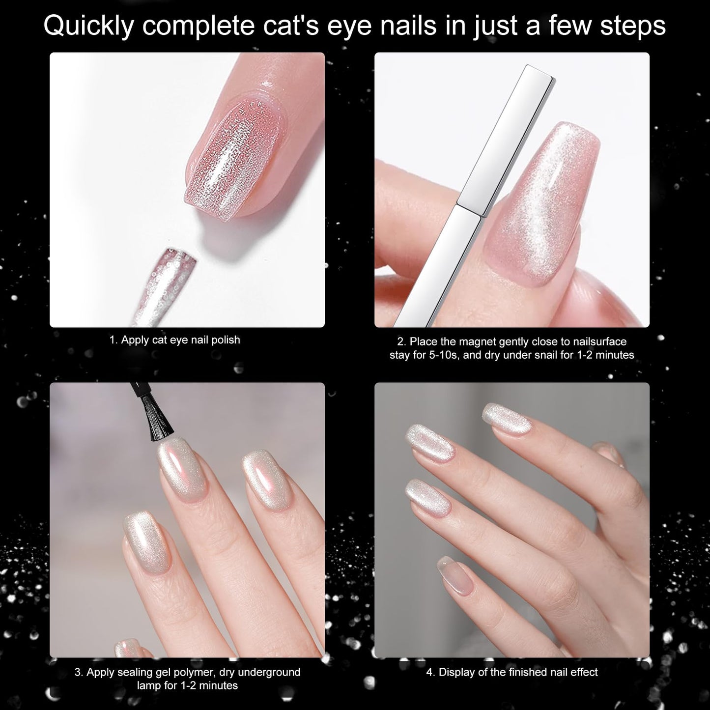 vnjaoi 9 Pieces Cat Eye Nail Magnet for Nails Magnetic Gel Polish Cat Eye Nail Polish Magnet Stick Nails Design Tools for DIY Home, Salon, Studio