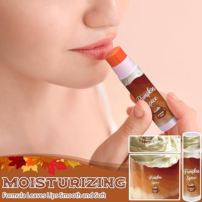 50 Pcs Halloween Fall Pumpkin Spice Flavor Lip Balms Gifts Bulk Halloween Fall Party Stocking Stuffers Small Thank You Appreciation Gifts for Women Men Staff Coworkers Employee Homeless