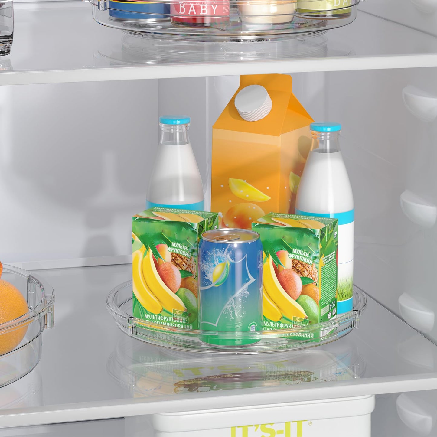 LAMU 4 Pack 9.25in Lazy Susan Organizer, Clear Lazy Susan Turntable for Cabinet, Refrigerator, Table Top, Kitchen, Bathroom, Pantry Organizers and Storage