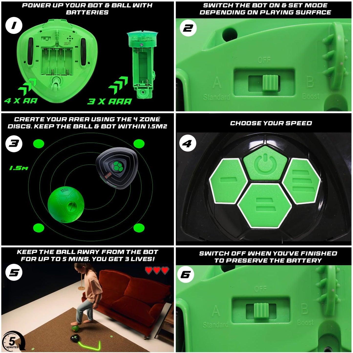 Soccer Bot - Ultimate Indoor Soccer Game with Score Tracker and Speed Modes, Soccer Training Toy
