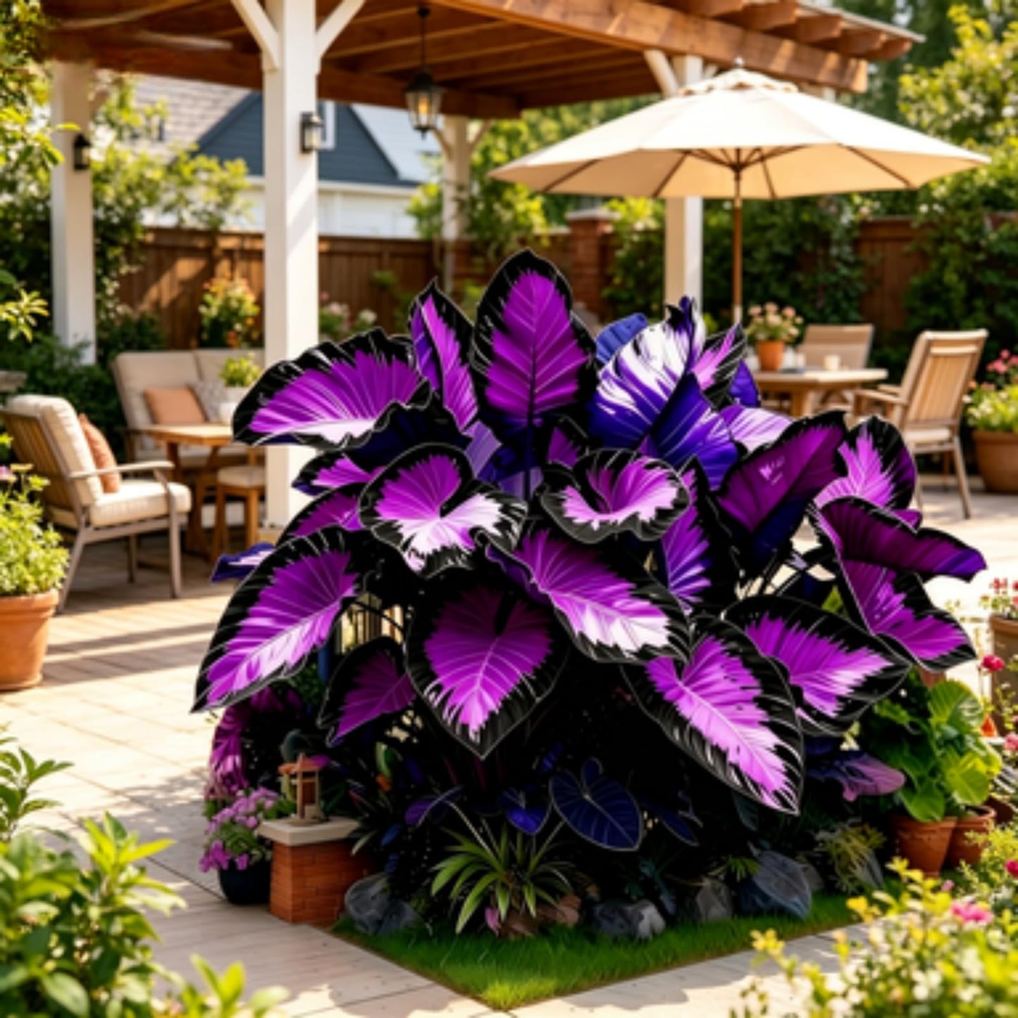 JWDSKT Elephant Ear Pattern - Excellent Landscaping Appeal, Ideal for Shade Gardens, Exquisite Variegated Blossoms-Drought-Tolerant, Striking Colors (6)