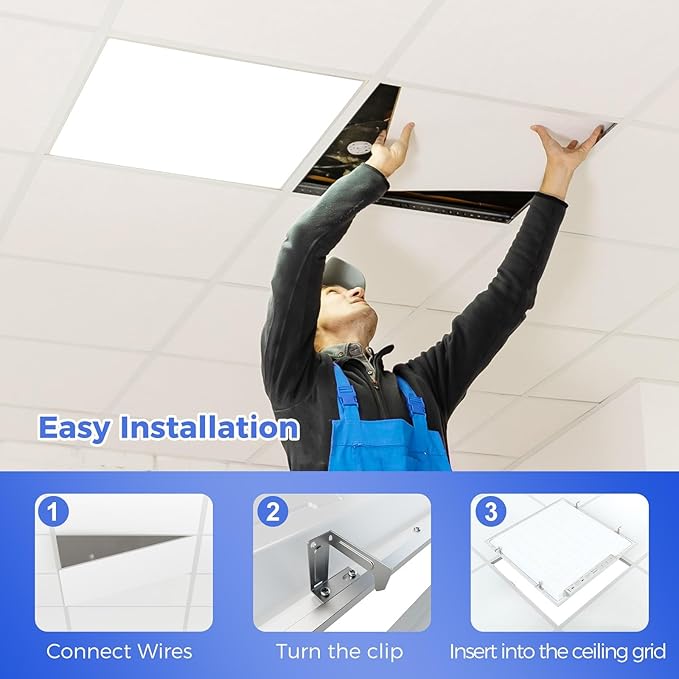 Aphyni 42 Pack 2x2 LED Flat Panel Light, Dimmable Office Kitchen Flush Mount Ceiling Light Panel,Bright 6500LM,Dimmable,Selectable Features, 3000K/4000K/5000K/5700K/6500K, 30W/35W/40W/45W/50W