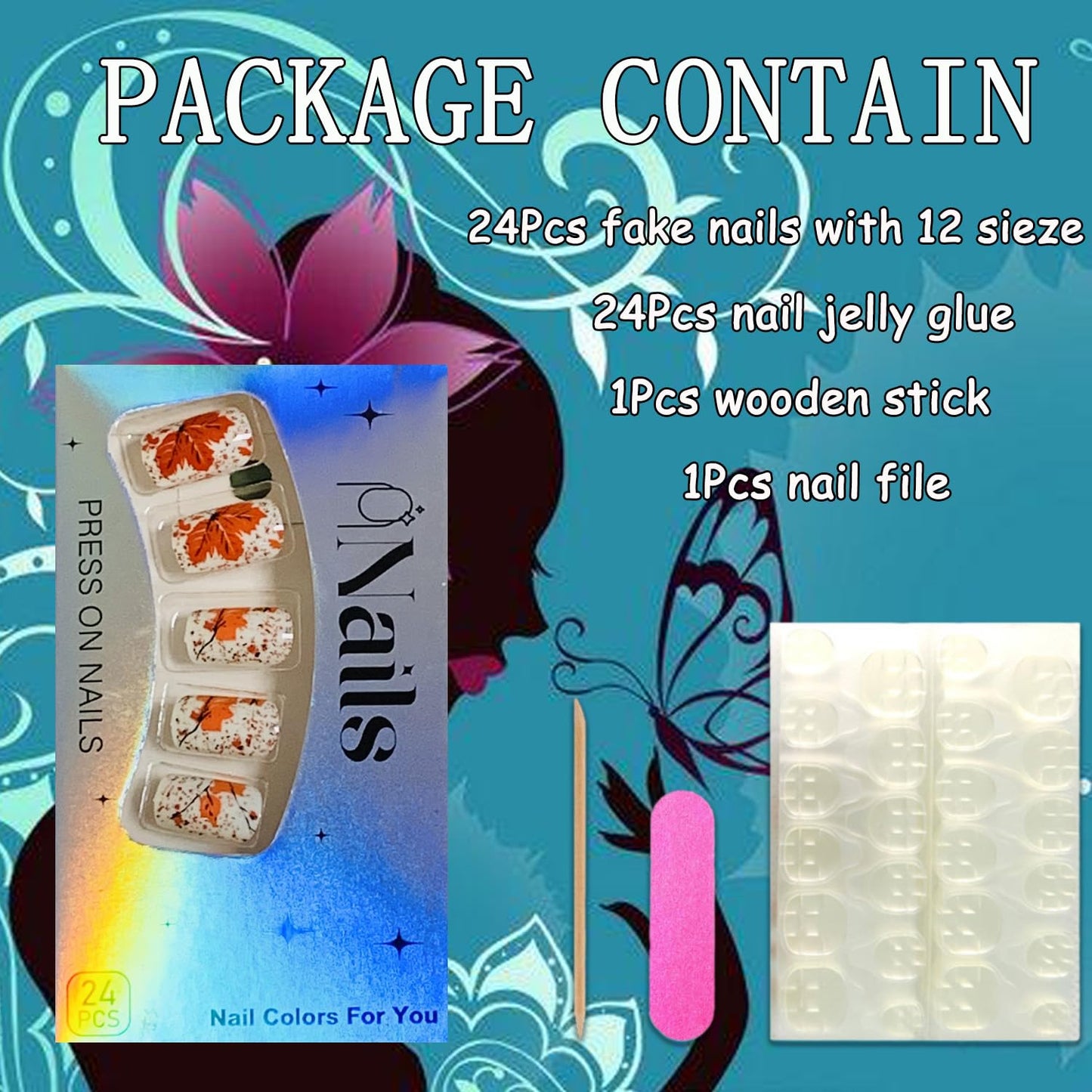 EYZOTSF Thanksgiving Press on Short Square Nails Acrylic Fall False Nails with Maple Leaf Designs Artificial Autumn Leaves Square Fake Nails Holiday Glue Stick ons Fingernails for Women(YS692)