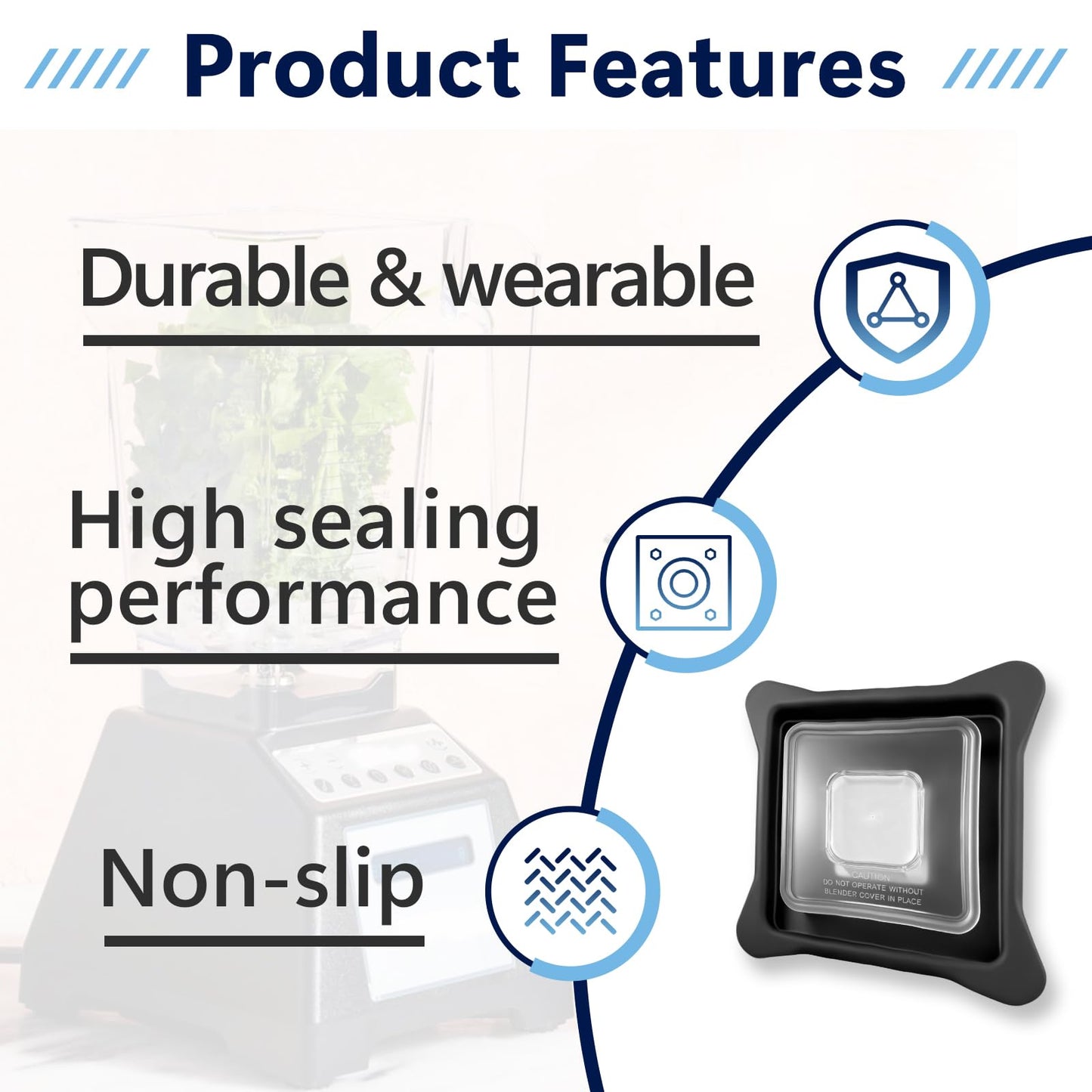 Blender Lid Replacement Fits for Blendtec Commercial Blender, Vented Gripper Lid Compatible with WildSide+ and FourSide jars, Lid for Blendtec Top with Square Clear Plug