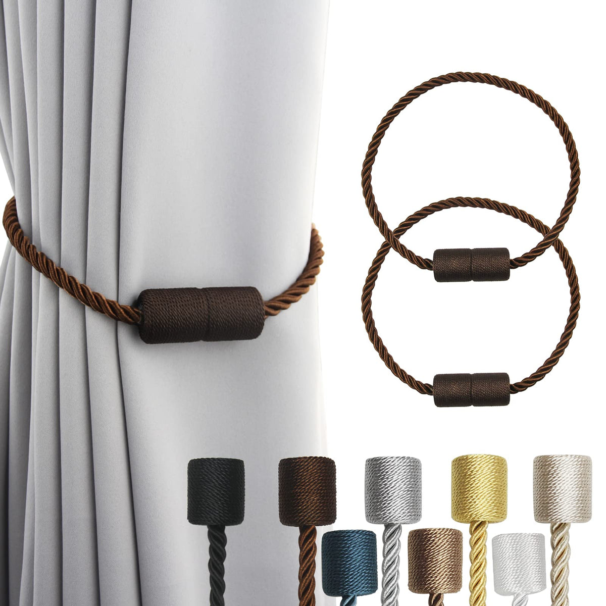 Magnetic Curtain Tiebacks Holdbacks Decorative Tie Backs for Windows Porlau (2 Count)