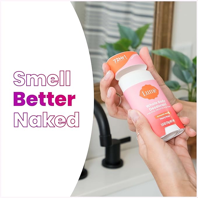 Lume Whole Body Deodorant - Smooth Solid Stick - 72 Hour Odor Control - Aluminum Free, Baking Soda Free and Skin Safe - 2.6 Ounce (Pack of 2) (Peony Rose)