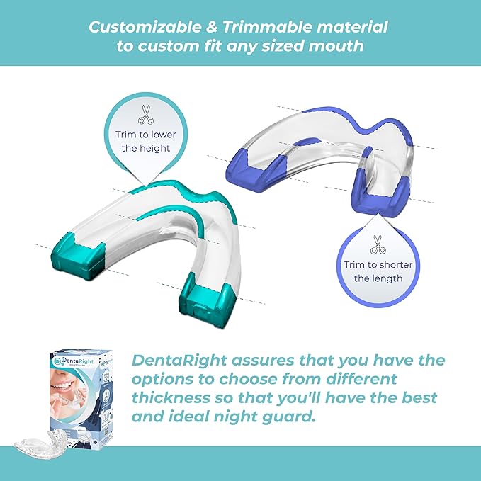 Dental Mouthguard for Bruxism, Teeth Grinding and Clenching, Pack of 6 in 3 Different Sizes Moldable, Trimmable Premium Quality Dental Night Guard for Teeth Grinding and Stops Bruxism