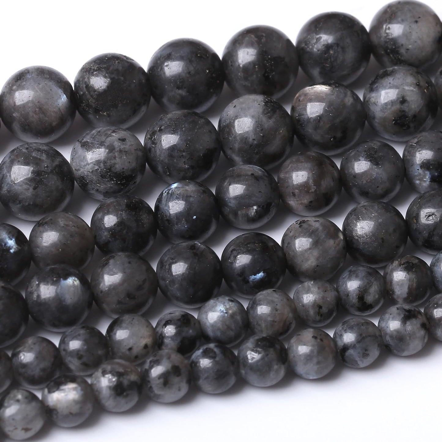 10MM Black Larvikite Round Loose Beads Natural Gem Beads Crystal Energy Stone Beads for Jewelry Making DIY Bracelet Necklace