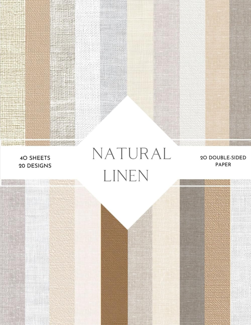 Natural Linen Scrapbook Paper: | Natural Linen Craft Paper | 8.5 x 11 inch | Stripes Themed Patterns | 40 patterned double sided pages (20 designs) |