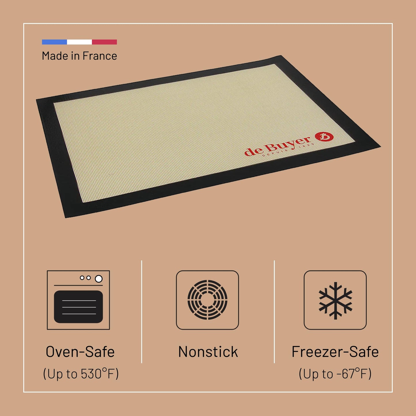 de Buyer AIRMAT Perforated Silicone Baking Mat - 15.75” x 11.8” - Perfect for Bread, Tarts, Croissants & Choux Paste - Easy to Clean