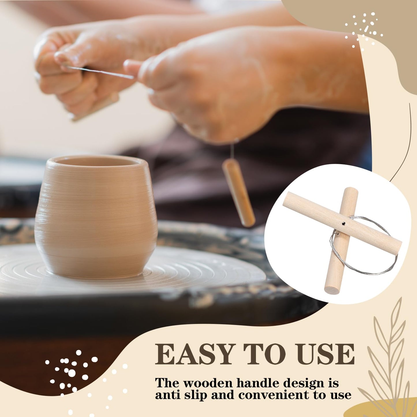 Yalikop 30 Pcs Wire Clay Cutter with Wood Handle Easy to Use Steel Wire Cutting Tools Cheese Dough Cutting Pottery Tools for Mud Line Pottery Clay Ceramic Art Sculpture Carving Tool Supplies