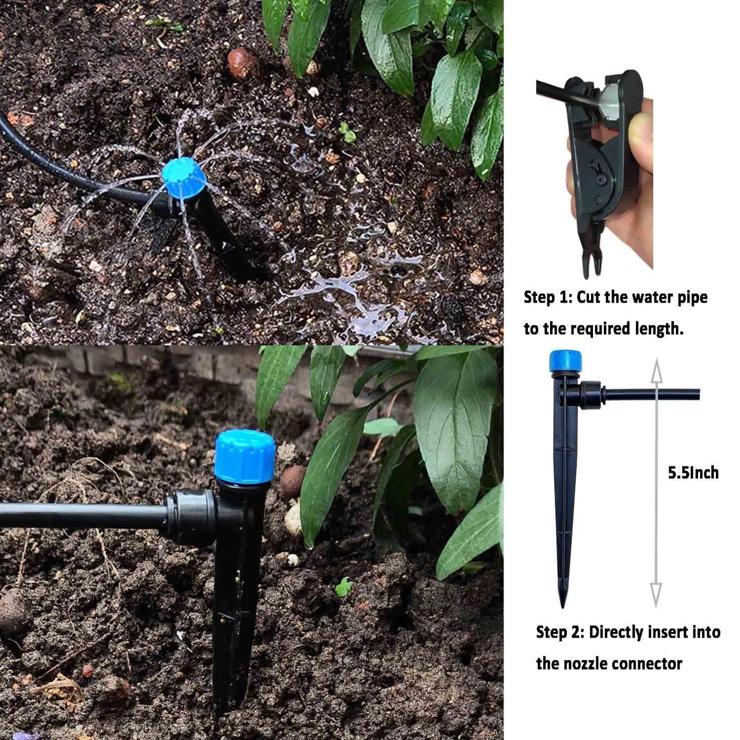 Drip Irrigation System with Water Timer for Garden,Main ID 1/2inch 32Ft and 1/4inch 136Ft Water Hose, 2-Zone Watering System Sufficient Water Pressure, Irrigation Dripper Waterflow Evenly Easy DIY
