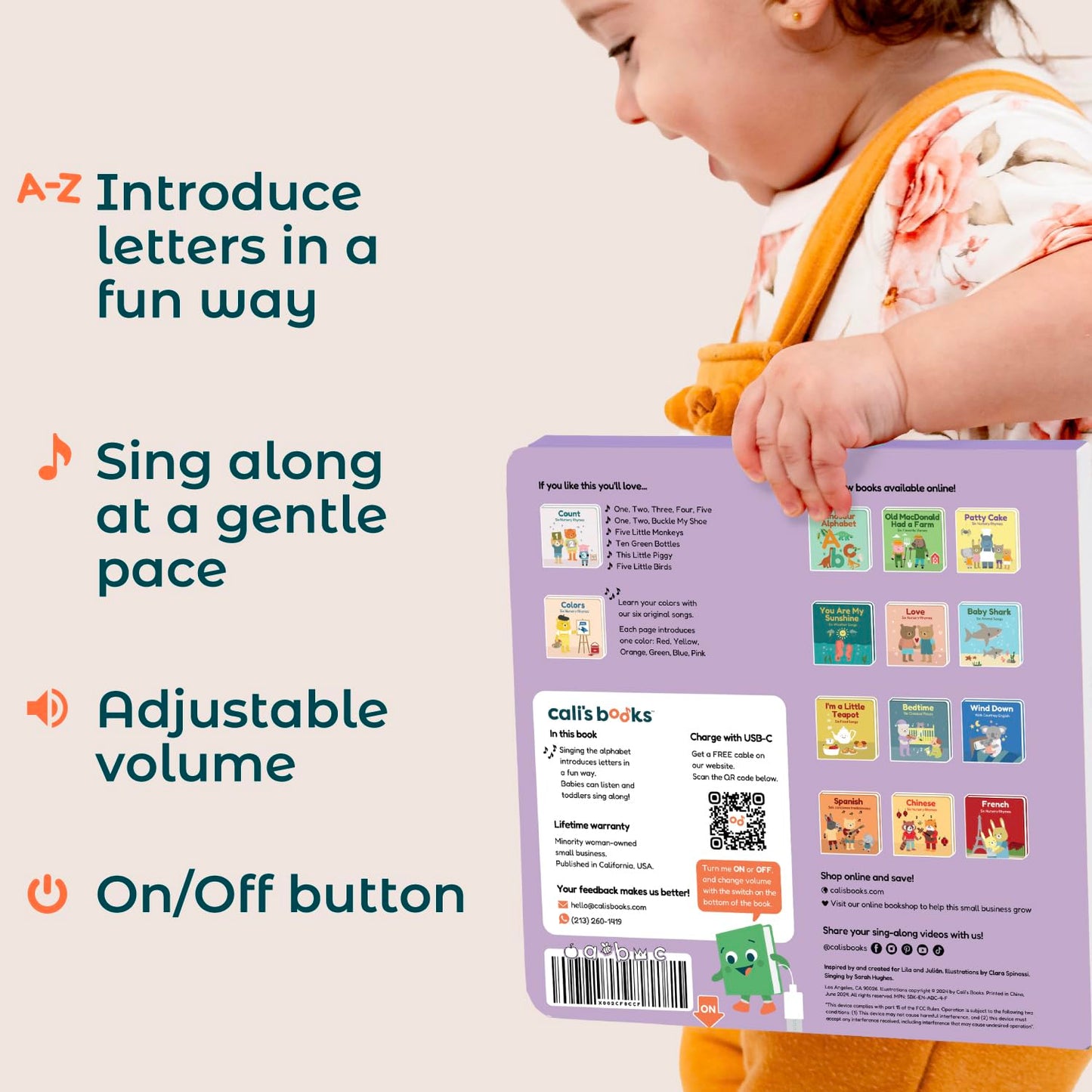 Cali's Books ABC & Count Bundle - Educational Learning Toys for Toddlers, Number, Alphabet, Music Book for 1 Year Old