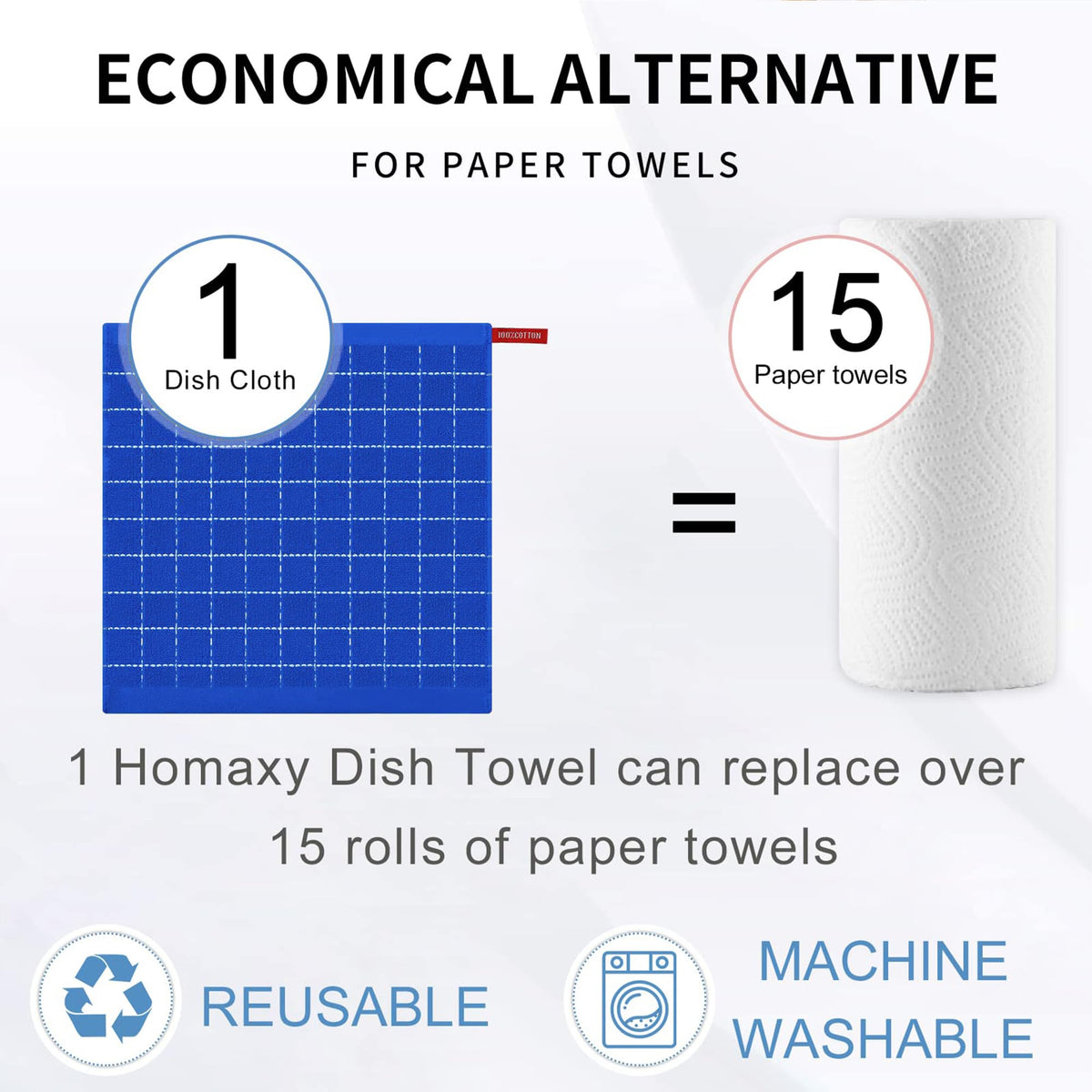 100% Cotton Terry Kitchen Dish Cloths (12 Count)