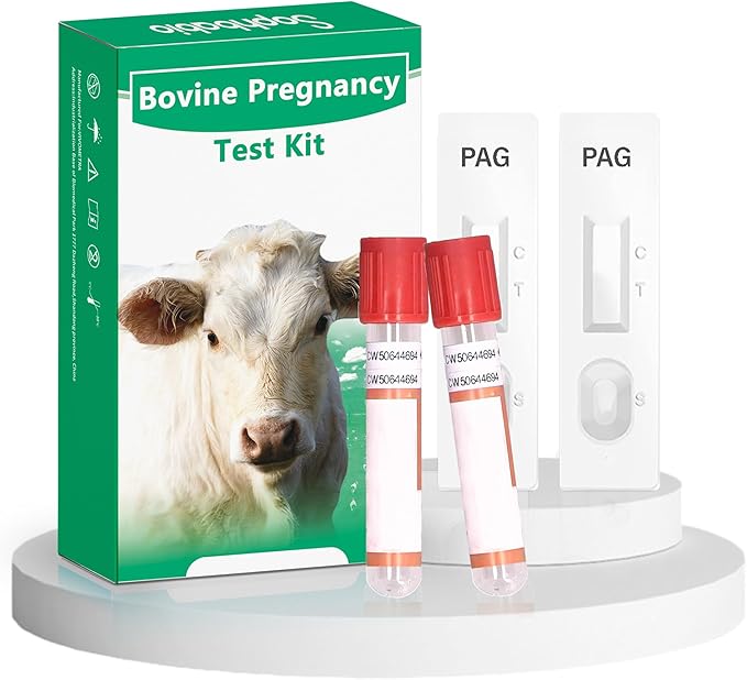 Bovine Pregnancy Test Kit - Includes 2 Tests, Rapid Results in 5-20 Minutes for Dairy & Beef Cows, Whole Blood, Serum & Plasma-Based Tests