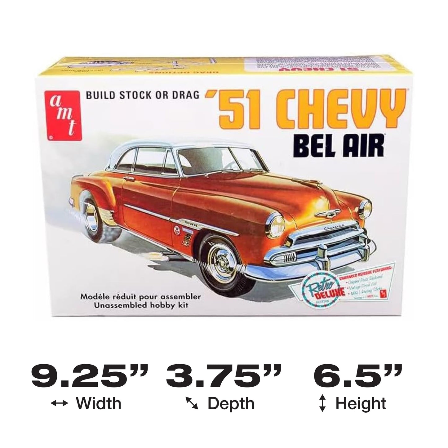 AMT Skill 2 Model Kit 1951 Chevrolet Bel Air 2-in-1 Kit Retro Deluxe Edition 1/25 Scale Model