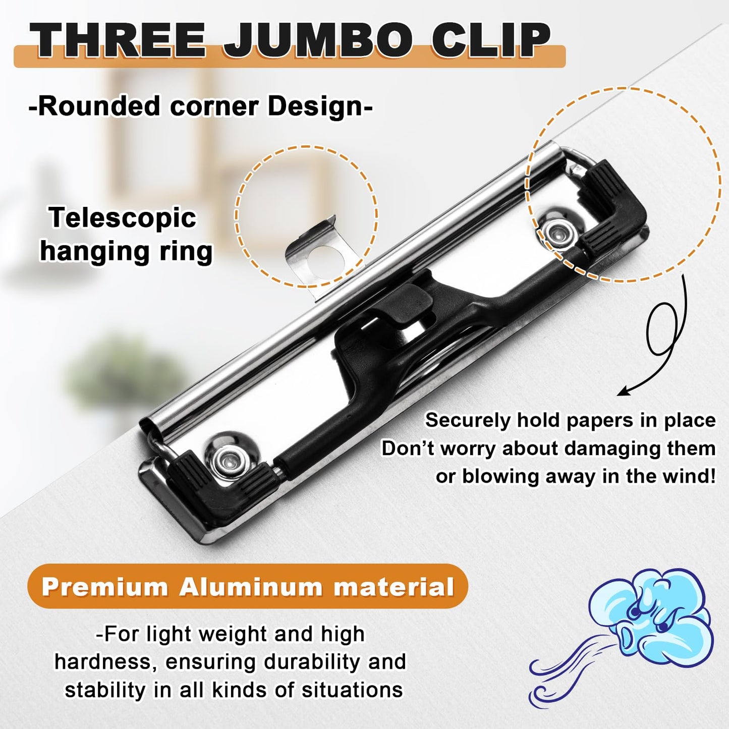 Tenceur 2 Pcs 11x17 Aluminum Clipboard Three Clip Tough Extra Large Clipboard 11x17 Drawing Metal Clipping Board for Office Artists Professionals Workshop Supplies