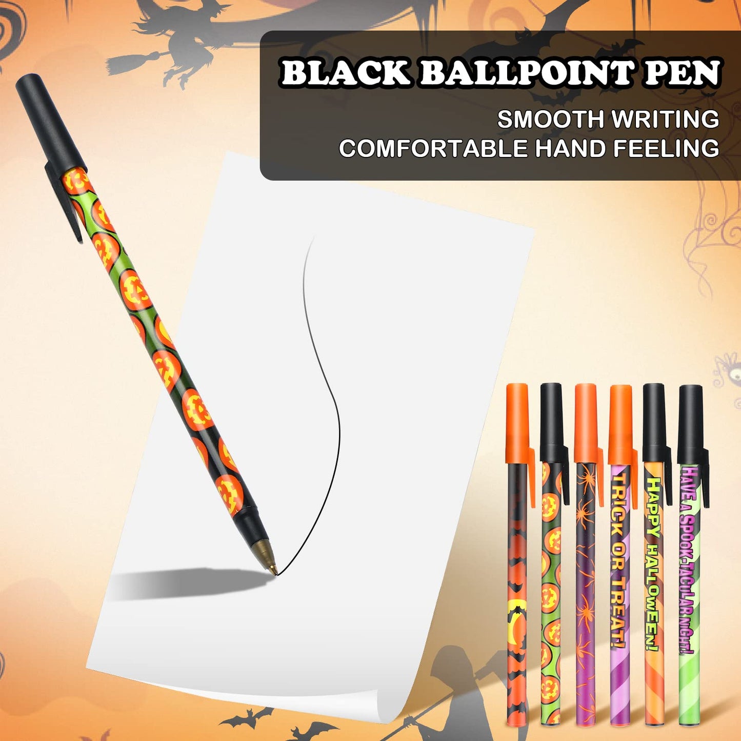 480 Sheets Halloween Sticky Notes 24 Pcs Halloween Ballpoint Pens and 24 Pads Halloween Sticky Notepad for Halloween Party Favor Gift Office Supplies