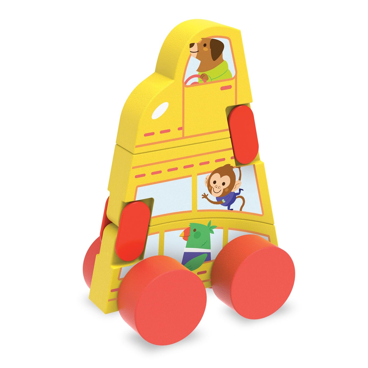 MindWare Konvertibles Transforming Wooden Cars – 2‑Piece Flip‑&‑Change Vehicle Set with Carry‑Along Box That Becomes 3‑D Road Scene, Toddler Toy for Ages 18 Months +