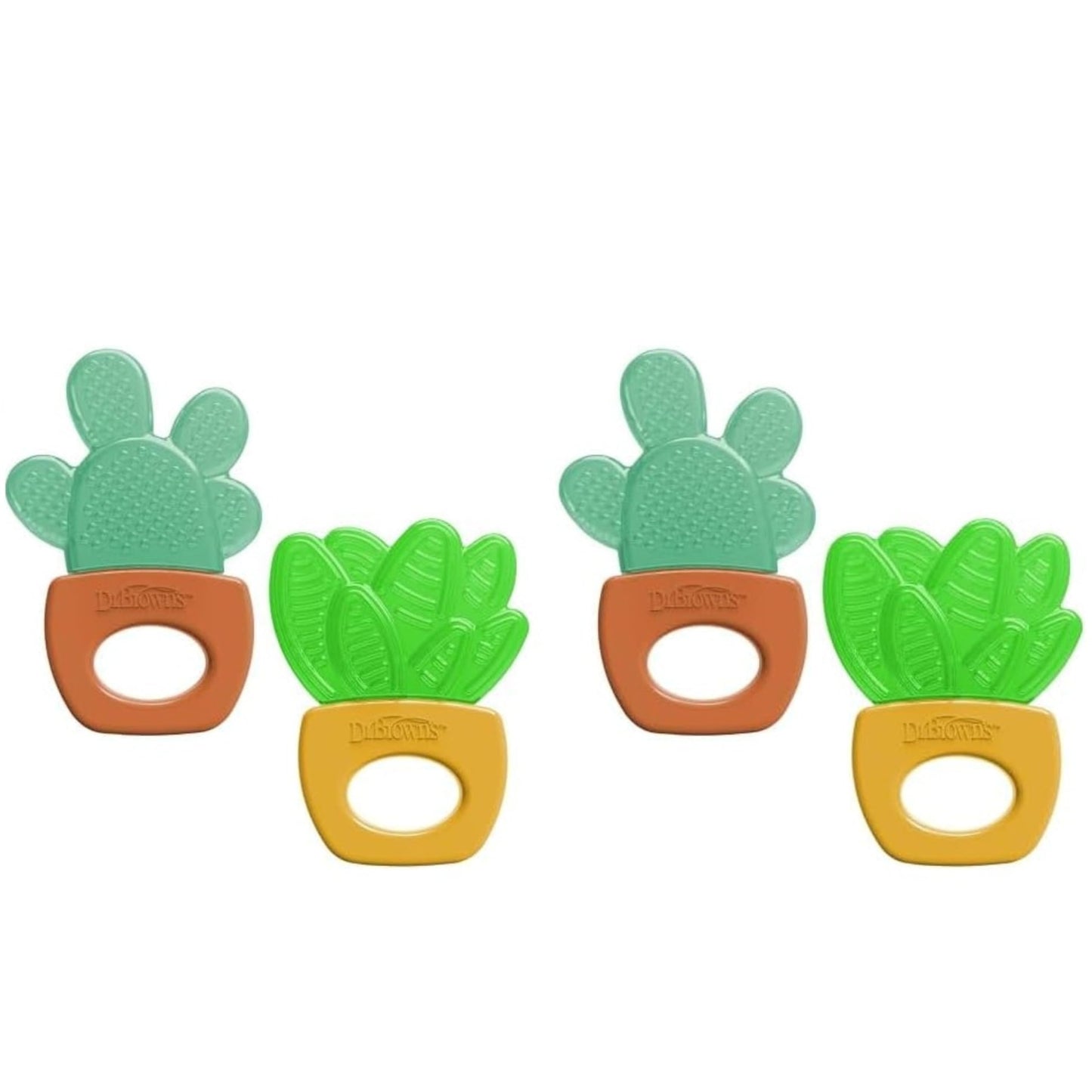 Dr. Brown's AquaCool Water-Filled Teether, Cooling Baby Teether Toy for Sore Gums, Green Cactus, BPA-Free, 3m+, 4-Pack