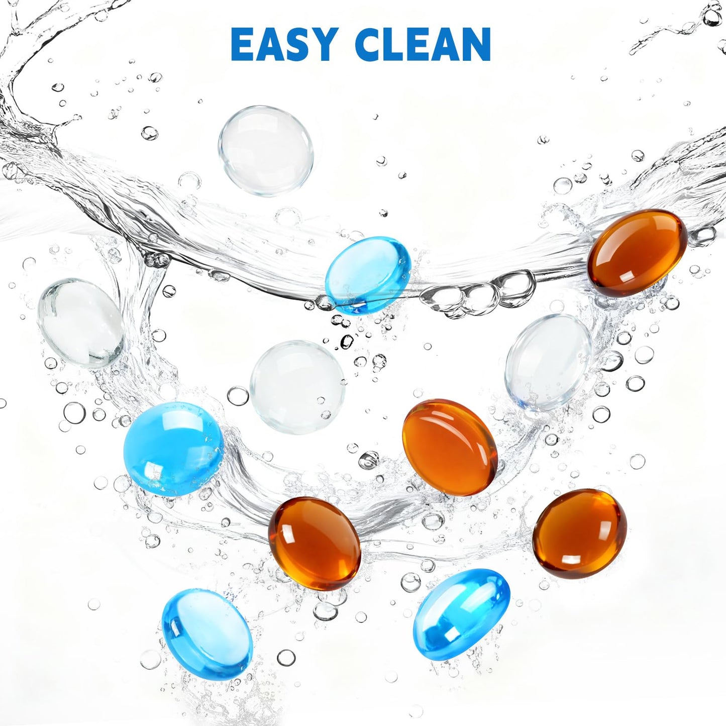 vchin 3/4 Inch Blended Fire Glass Beads,10LB Round Fire Glass Beads for Fire Pit Table, Fireplace and Fire Bowl (Caribbean Blue+Crystal Ice+Amber)