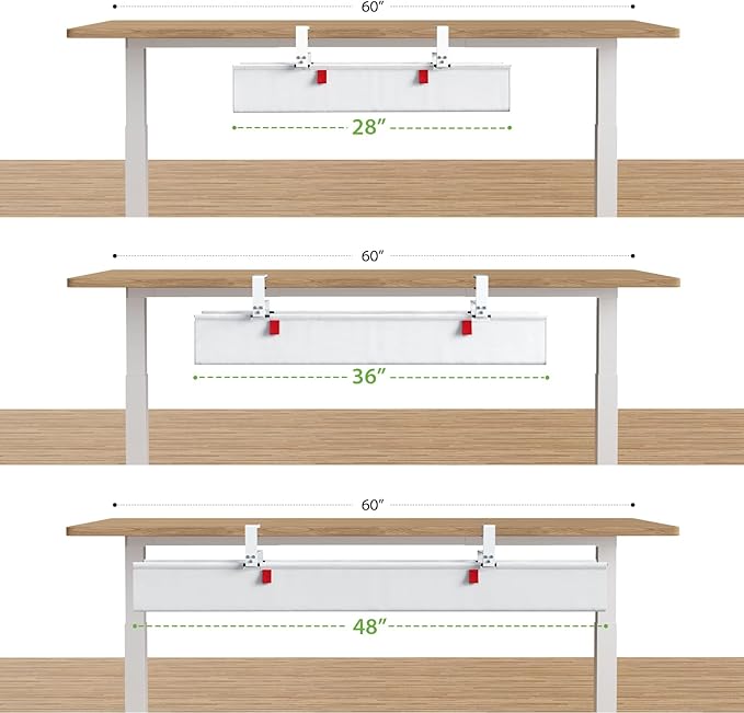 KEEGH Extra Large 48" Under Desk Cable Management Tray - Under Desk Cord Management - Clamp/Screw Mount - Support Upto 70lbs - Fabric Wire Management - Cable Raceways Cord Hider for Office/Home, White