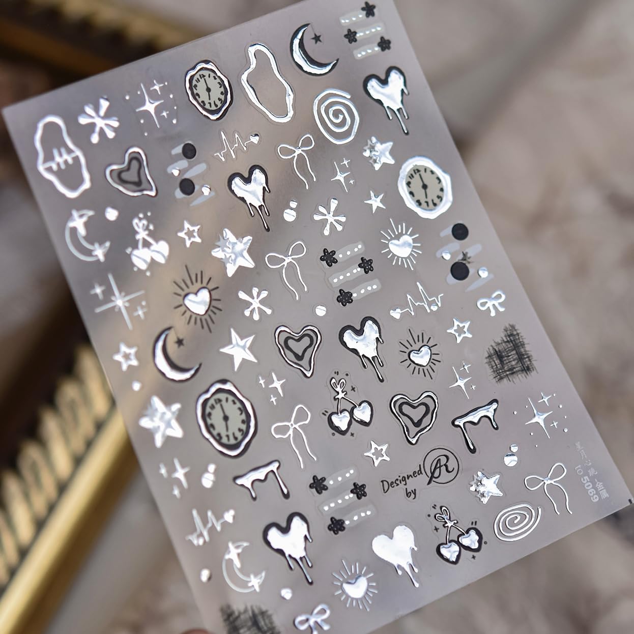 Phuryllic 3D Nail Stickers for Nail Art, Embossed Self-Adhesive Cute Nail Charms & Decals for DIY Nails, Easy-to-Apply Nail Design Supplies & Accessories for Home Manicure-2000s Nails Art