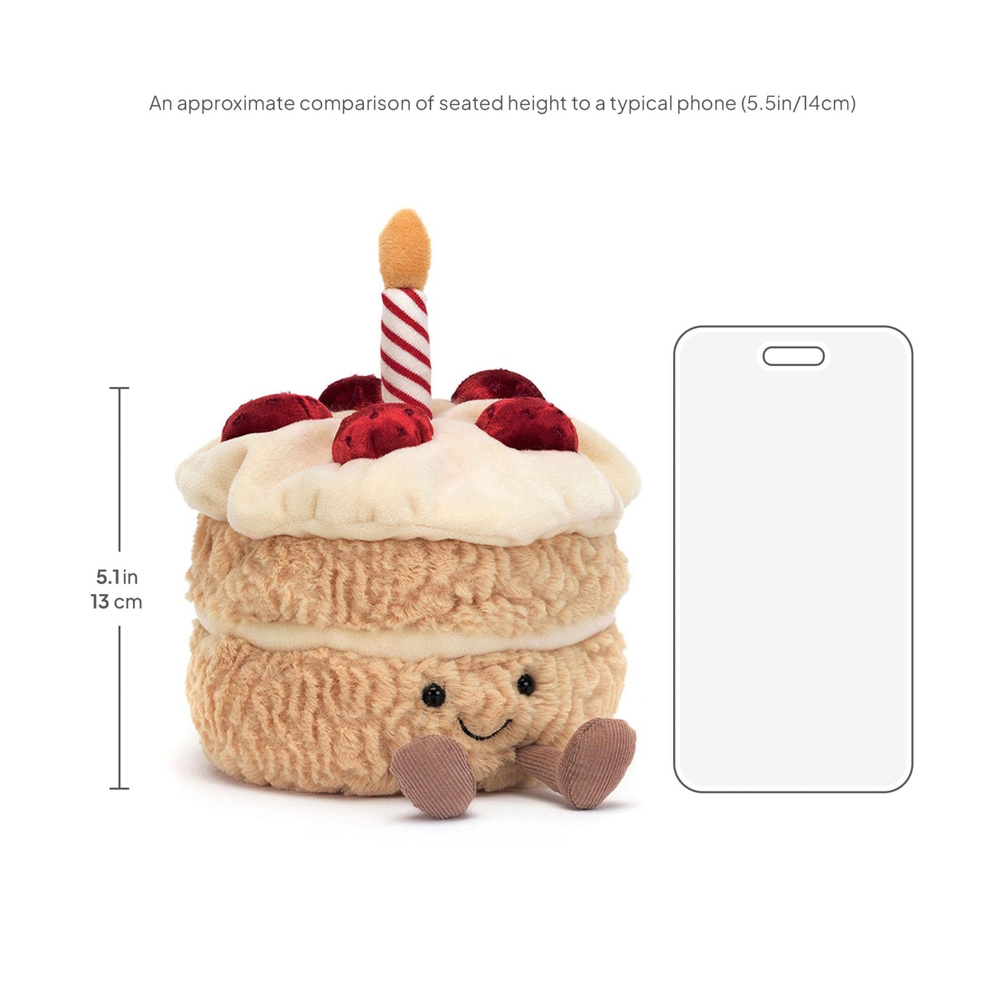 Jellycat Amuseables Birthday Cake Stuffed Toy, 6 inches | Dessert Plush | Birthday Gift
