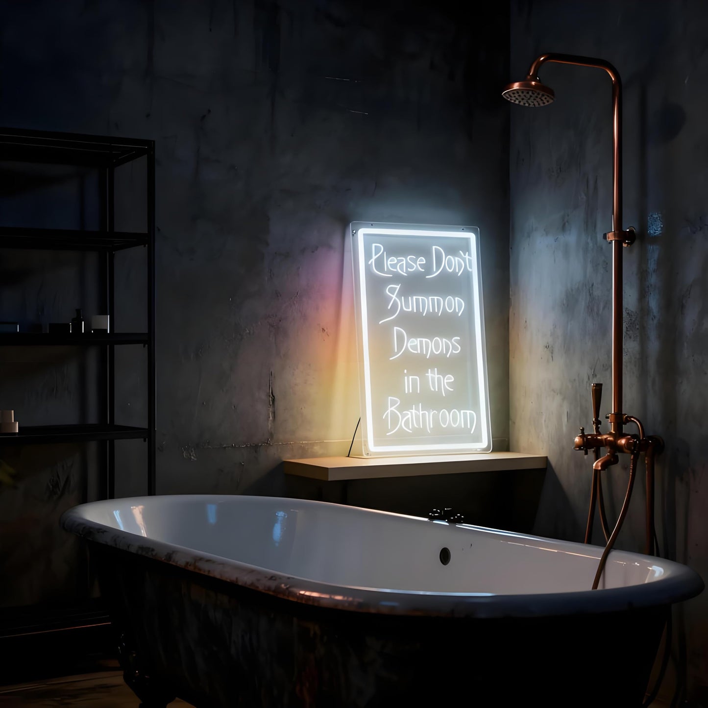 Please Don't Summon Demons in the Bathroom Neon Sign, LED Light Up Wall Sign, USB Powered Decorative Neon Light, Bathroom Bedroom Home Wall Decor, Funny Party Art Decor Gift for Adults Teens